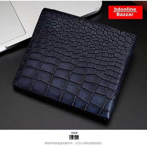 Genuine Men's Short Wallet Casual Foreign Trade Crocodile Pattern Wallet- Men's Fashion Wallet